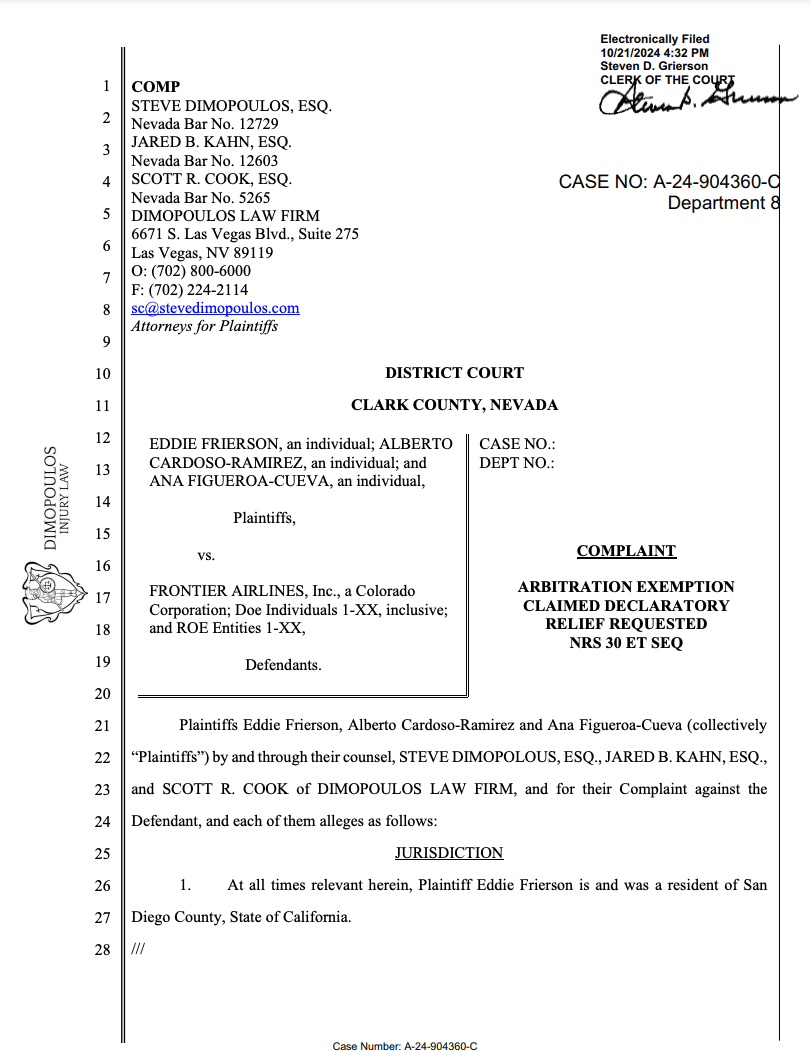 Dimopoulos Law Firm filed the case against Frontier Airlines on behalf of the passengers after the crash landing on October 5th 2024.png
